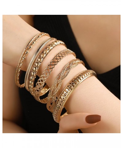 9 PCS Gold Bangle Bracelets Set Stackable Bracelet for Women Indian Bangles Bracelet Fashion Chunky Bangle Bracelets Boho Ban...