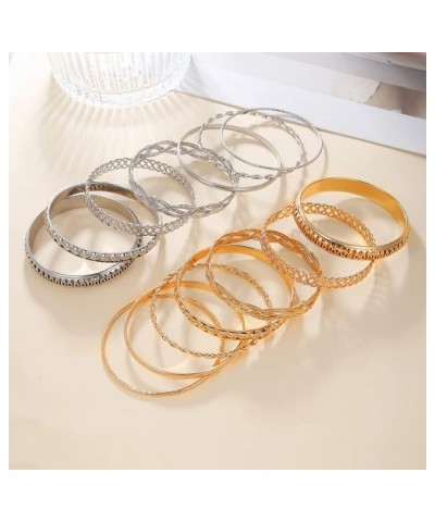 9 PCS Gold Bangle Bracelets Set Stackable Bracelet for Women Indian Bangles Bracelet Fashion Chunky Bangle Bracelets Boho Ban...