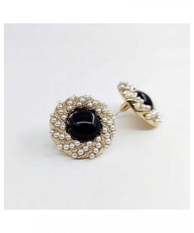 Stud Earrings for Women Black Round Pearl Earings Fashion Jewelry Black $10.95 Earrings