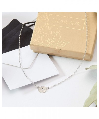 34th Birthday Necklace - Heartfelt Card & Jewelry Gift Set for Women Compass Silver $28.49 Necklaces