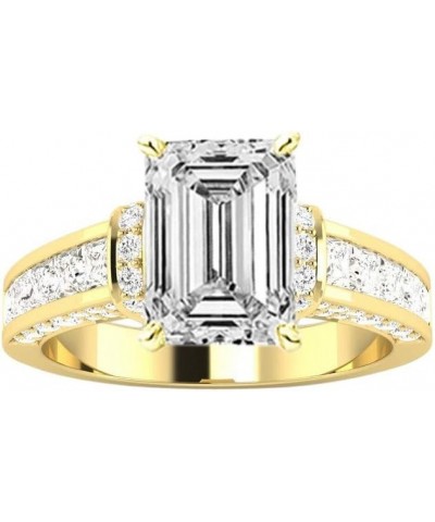 14K White Gold 5 Carat LAB GROWN DIAMOND Contemporary Channel Set Princess And Pave Round Cut Emerald Cut Diamond Engagement ...