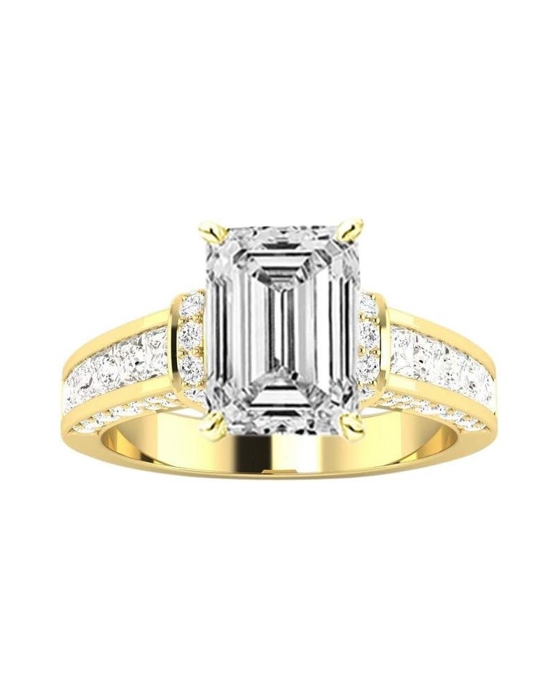 14K White Gold 5 Carat LAB GROWN DIAMOND Contemporary Channel Set Princess And Pave Round Cut Emerald Cut Diamond Engagement ...