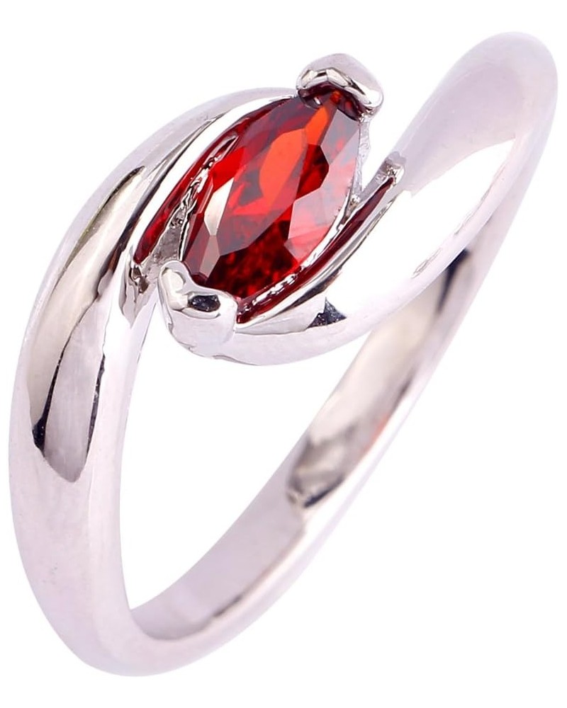 925 Sterling Silver Created Amethyst Filled Bypass Band Promise Ring A-Red $4.71 Rings