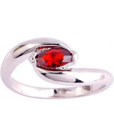 925 Sterling Silver Created Amethyst Filled Bypass Band Promise Ring A-Red $4.71 Rings