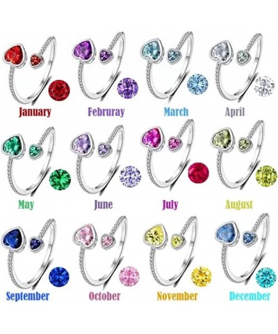 Girls Ring Heart Birthstone Rings for Women Adjustable Open Heart Ring Color Constellation Month Band Jewelry for Teen Girls ...