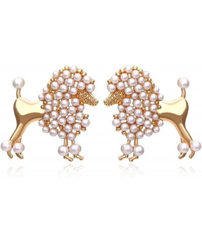 Golden Poodles Sheep Animal Stud Earrings Simulates Pearl Earring for Women Girls $8.84 Earrings