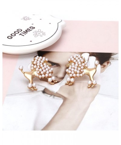 Golden Poodles Sheep Animal Stud Earrings Simulates Pearl Earring for Women Girls $8.84 Earrings