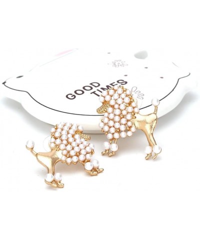 Golden Poodles Sheep Animal Stud Earrings Simulates Pearl Earring for Women Girls $8.84 Earrings