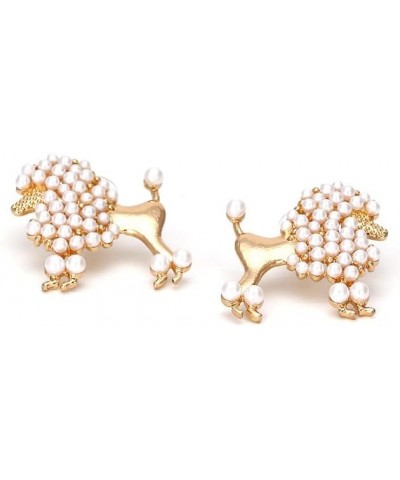 Golden Poodles Sheep Animal Stud Earrings Simulates Pearl Earring for Women Girls $8.84 Earrings