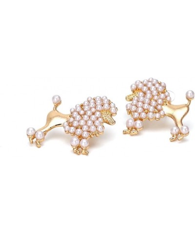 Golden Poodles Sheep Animal Stud Earrings Simulates Pearl Earring for Women Girls $8.84 Earrings