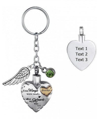 Your Wings were Ready but My Heart was Not Stainless Steel Cremation Jewelry for Ash Urn Keychain Gold Brother - Customized $...