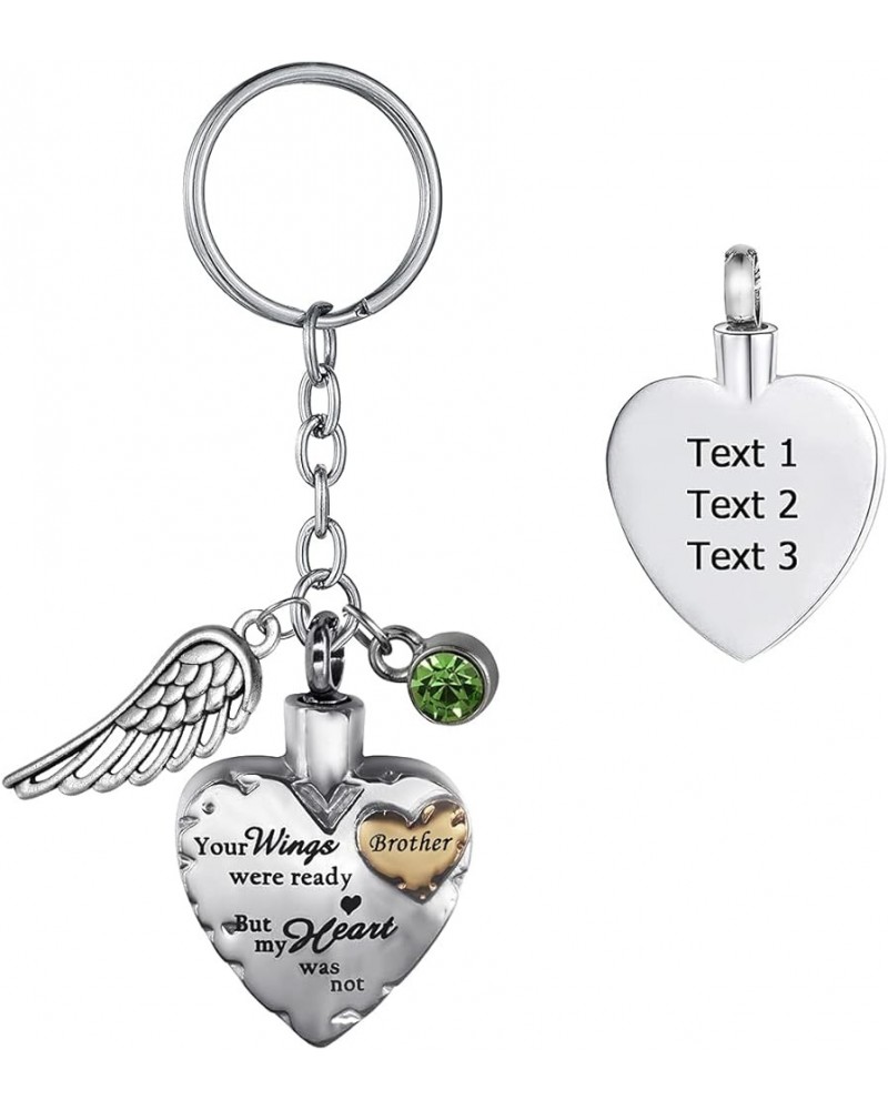 Your Wings were Ready but My Heart was Not Stainless Steel Cremation Jewelry for Ash Urn Keychain Gold Brother - Customized $...