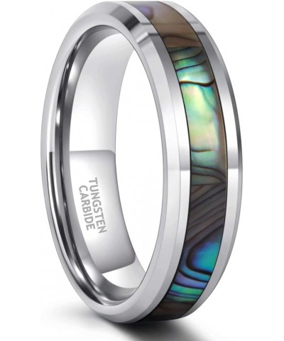 4mm 6mm 8mm I Love You Tungsten Abalone Shell Inlay Rings for Men Women Couples Wedding Band Size 4-15 6mm Silver Abalone $11...