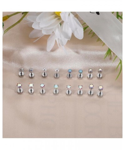 8 Pairs Titanium Surgical Steel Earrings for Women Men Hypoallergenic Flat Back Stud Earrings for Sensitive Ears 20 Gauge Sur...