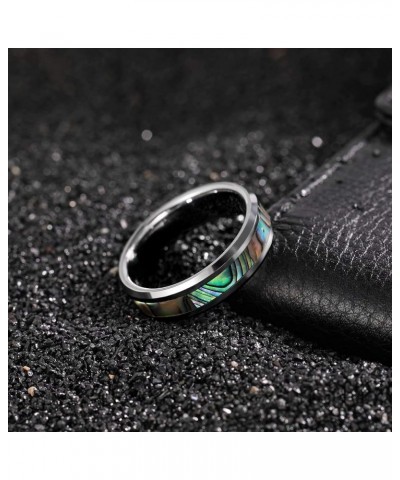 4mm 6mm 8mm I Love You Tungsten Abalone Shell Inlay Rings for Men Women Couples Wedding Band Size 4-15 6mm Silver Abalone $11...