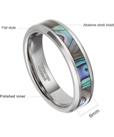 4mm 6mm 8mm I Love You Tungsten Abalone Shell Inlay Rings for Men Women Couples Wedding Band Size 4-15 6mm Silver Abalone $11...