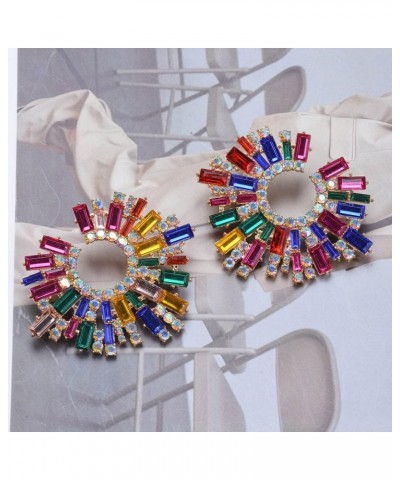 Drop Earrings, Colorful Crystal Rhinestone Earrings Women Irregular Geometric Circle Starburst Statement Earrings Jewelry Acc...