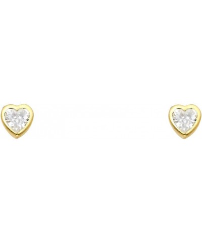 14k Yellow Gold 5mm Heart Bezel Stud Earrings with Screw Back - 2 Different Color Available White $21.00 Earrings