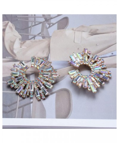 Drop Earrings, Colorful Crystal Rhinestone Earrings Women Irregular Geometric Circle Starburst Statement Earrings Jewelry Acc...