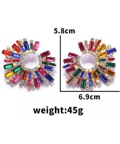 Drop Earrings, Colorful Crystal Rhinestone Earrings Women Irregular Geometric Circle Starburst Statement Earrings Jewelry Acc...