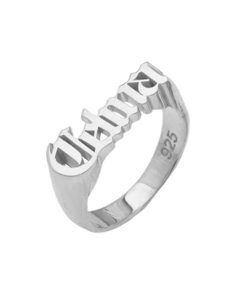 925 Sterling Silver Personalized Gothic Old English Name Ring Custom Stackable Nameplate Band Silver $24.47 Rings