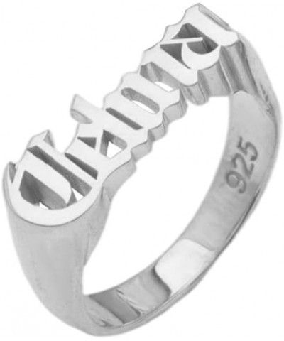 925 Sterling Silver Personalized Gothic Old English Name Ring Custom Stackable Nameplate Band Silver $24.47 Rings