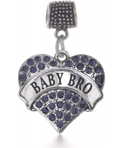 Silver Pave Heart Charm for Bracelet with Cubic Zirconia Jewelry Baby Bro Navy Blue $10.99 Bracelets