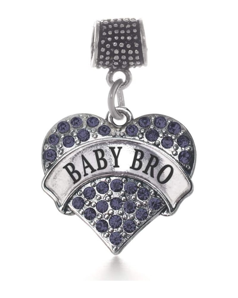 Silver Pave Heart Charm for Bracelet with Cubic Zirconia Jewelry Baby Bro Navy Blue $10.99 Bracelets