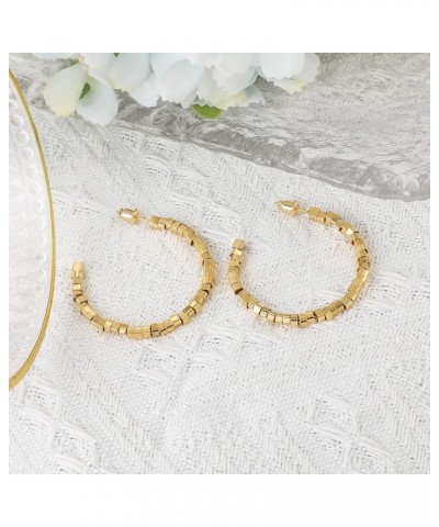 Gold Hoop Earrings for Women,14K Gold Plated Huggie Beaded Earrings Geometric Earrings Hoop Jewelry for Women Girls Teen Gift...