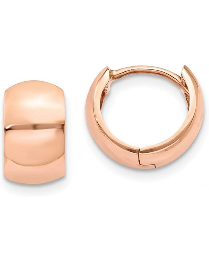 Tiny 14K Gold Wide Hinged Huggie Hoop Earrings .40 in (10mm) (6mm Wide) Rose Gold $77.88 Earrings