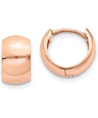 Tiny 14K Gold Wide Hinged Huggie Hoop Earrings .40 in (10mm) (6mm Wide) Rose Gold $77.88 Earrings