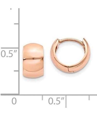 Tiny 14K Gold Wide Hinged Huggie Hoop Earrings .40 in (10mm) (6mm Wide) Rose Gold $77.88 Earrings