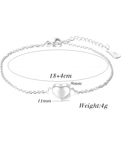 Stainless Steel Heart Charm Adjustable Size Chain Strand Bracelet Silver $7.01 Bracelets