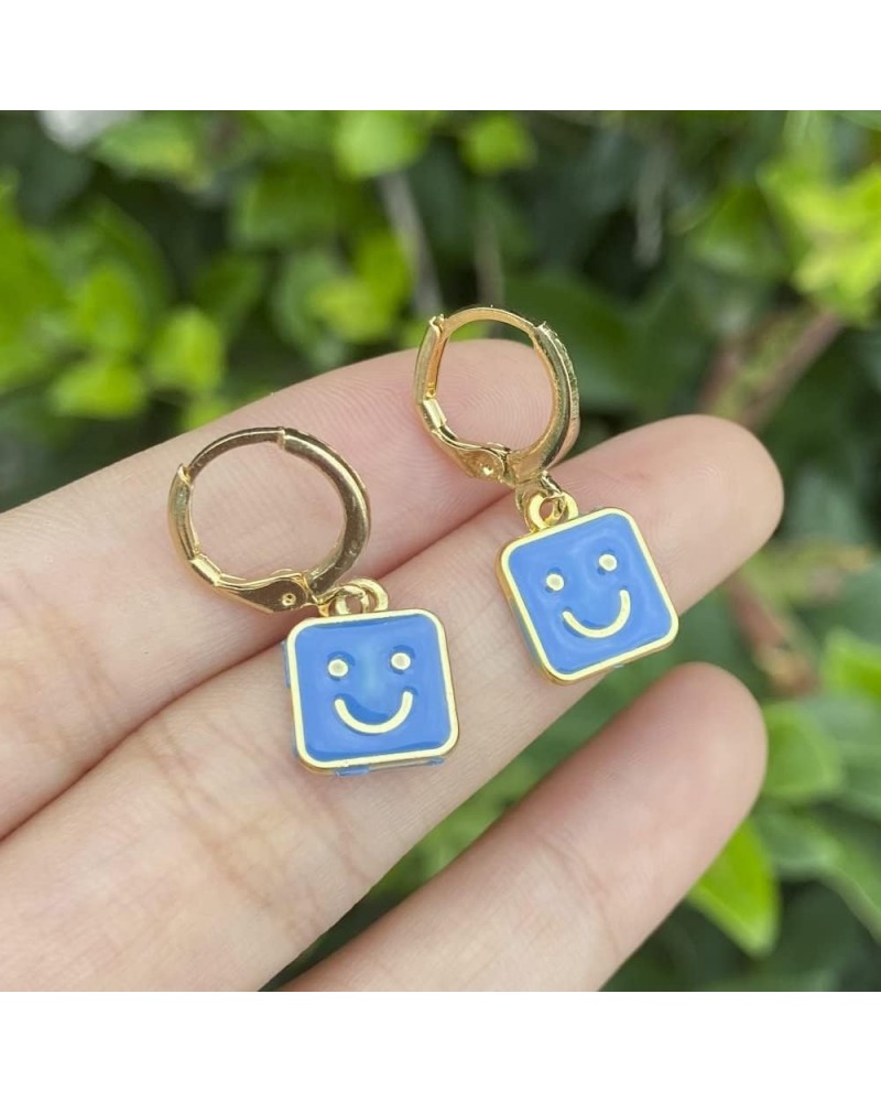 Cute Round Smiley Face Drop Earrings For Women Multicolor Enamel Funny Smile Face Hoop Earrings Charm Circle Earrings Jewelry...