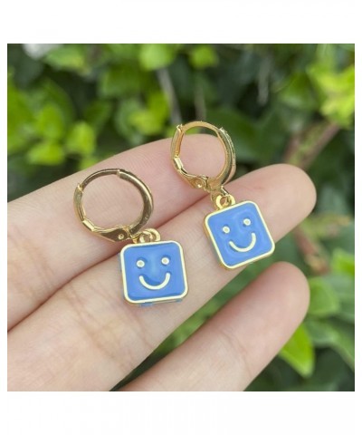 Cute Round Smiley Face Drop Earrings For Women Multicolor Enamel Funny Smile Face Hoop Earrings Charm Circle Earrings Jewelry...