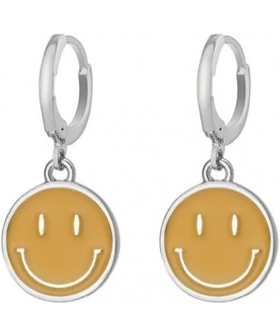 Cute Round Smiley Face Drop Earrings For Women Multicolor Enamel Funny Smile Face Hoop Earrings Charm Circle Earrings Jewelry...