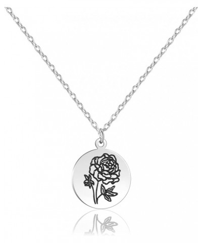 Birth Flower Necklace, Unique Birthday Gifts for Women Teen Girls 09-Peony-September $9.17 Necklaces