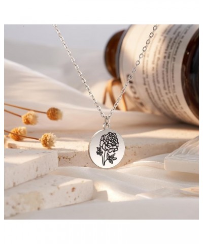 Birth Flower Necklace, Unique Birthday Gifts for Women Teen Girls 09-Peony-September $9.17 Necklaces