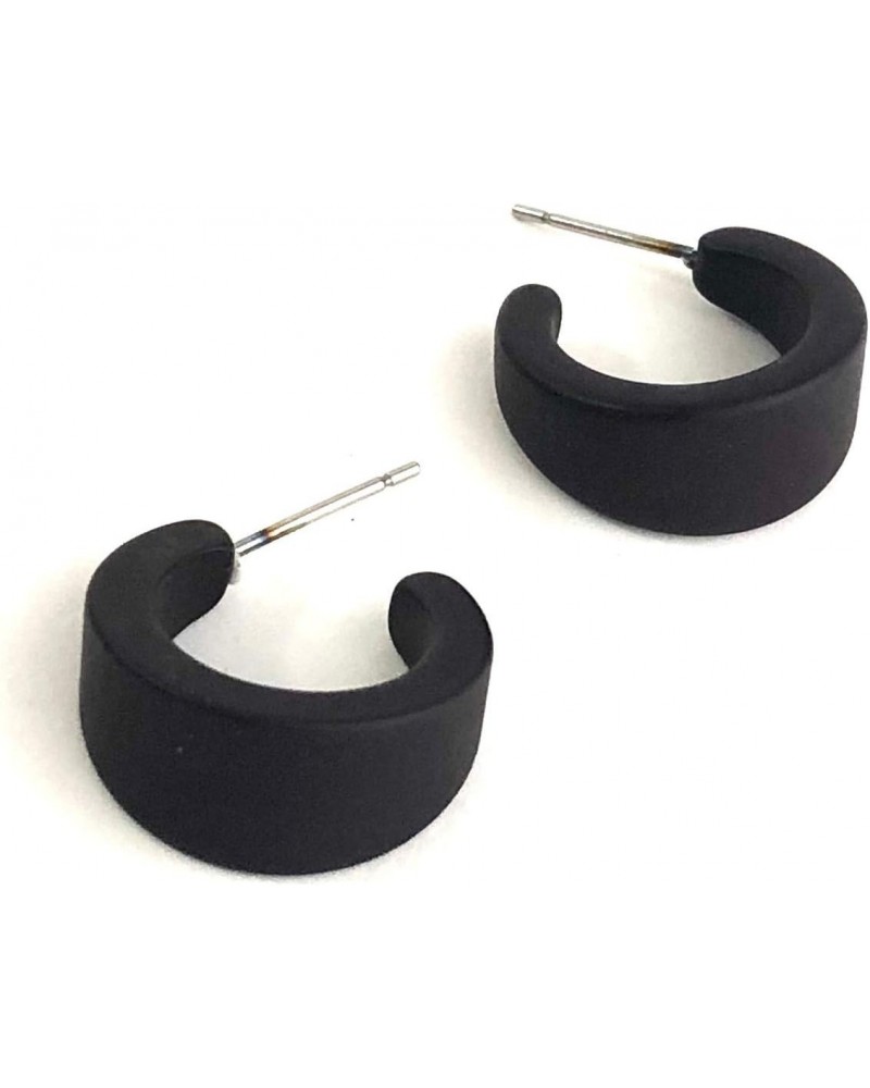 Black Matte Hoop Earrings | Vintage Velvet Lucite Mini Boom Hoops $10.26 Earrings