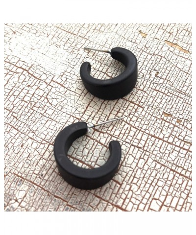 Black Matte Hoop Earrings | Vintage Velvet Lucite Mini Boom Hoops $10.26 Earrings