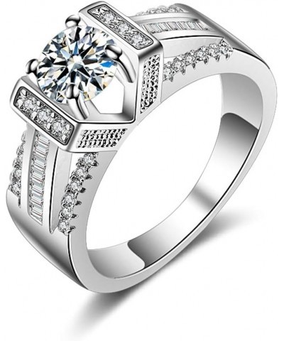 Retro Women Platinum Plated Geometrical Cubic Zirconia Wedding Engagement Band Ring $4.41 Rings