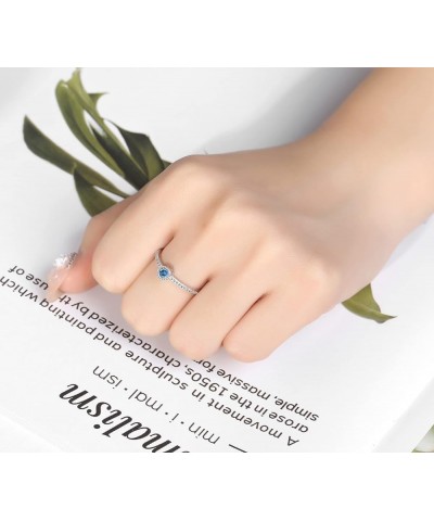 Birthstone Stackable Rings for Women Girls: S925 Sterling Silver Heart Stacking Ring Knuckle Rings Band for Teens Daughter Fr...