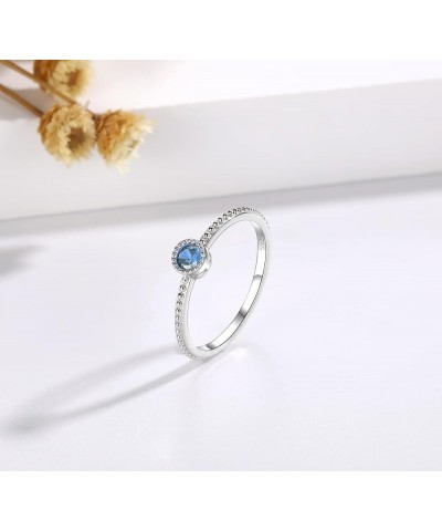 Birthstone Stackable Rings for Women Girls: S925 Sterling Silver Heart Stacking Ring Knuckle Rings Band for Teens Daughter Fr...