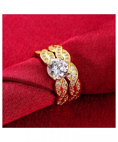 Couple Rings Matching Ring 1.5ct CZ Gold Plated Women Wedding Ring Sets for Him and Her His Her Ring Sets Gold women's size 1...