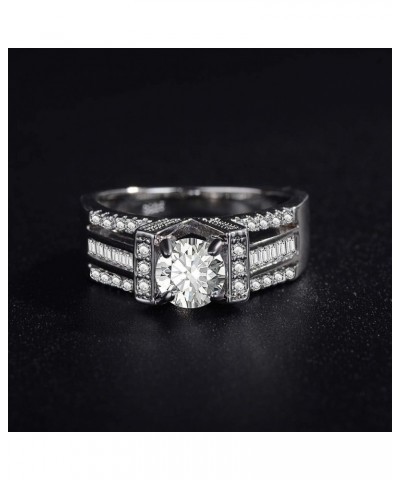 Retro Women Platinum Plated Geometrical Cubic Zirconia Wedding Engagement Band Ring $4.41 Rings