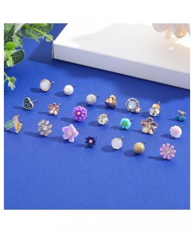 100 Pairs Colorful Cute Stud Earrings for Girls Hypoallergenic Earrings Stainless Steel Earrings for Girls and Women Glitteri...