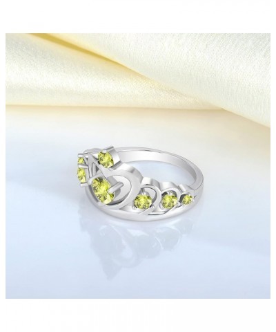 Crown Rings 925 Sterling Silver Heart Engagement Rings Queen Birthstones Anniversary Jewelry 08-peridot-Aug $31.24 Rings