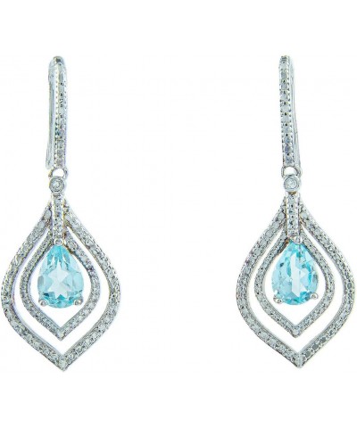 14k Platinum Plated Teardrop Blue Aquamarine Earrings Set $10.61 Earrings