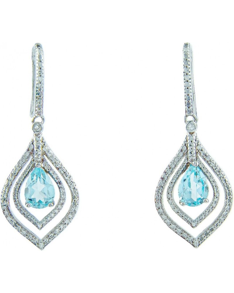 14k Platinum Plated Teardrop Blue Aquamarine Earrings Set $10.61 Earrings