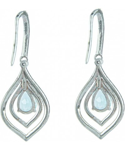 14k Platinum Plated Teardrop Blue Aquamarine Earrings Set $10.61 Earrings